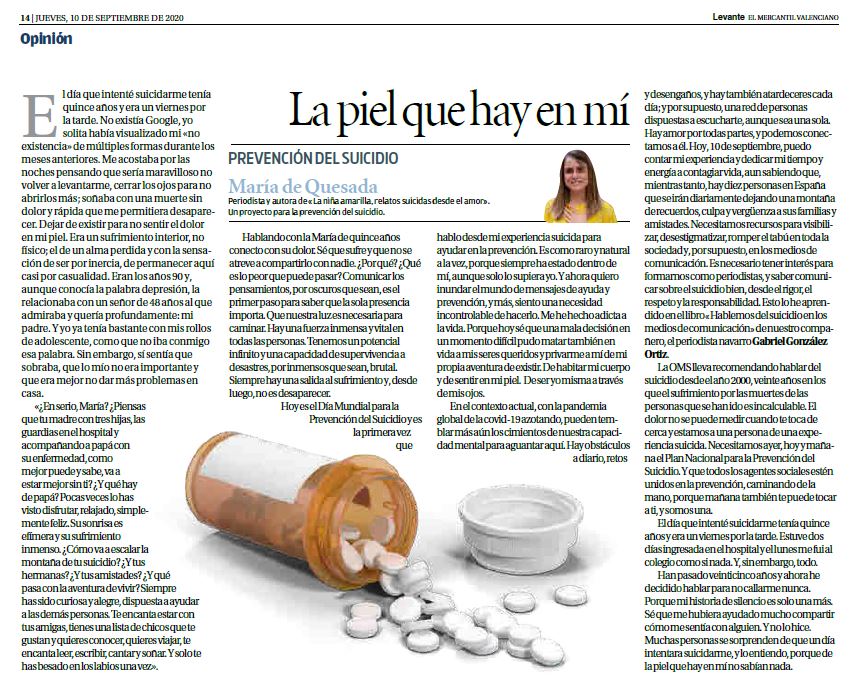 La piel que hay en mí, aparición en el Diario Levante-EMV